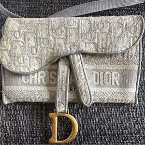 Christian Dior Saddle Belt Bag in Grey Oblique Jacquard